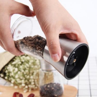 手動不銹鋼胡椒研磨器 花椒研磨玻璃調味瓶 胡椒磨亞馬遜熱賣