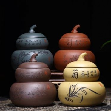 蜀山紫砂 宜興紫砂茶葉罐大號普洱儲茶醒茶罐密封 葫蘆茶葉罐