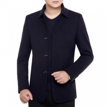 中年男士休閑毛呢外套流行新款翻領爸爸裝夾克春秋款男裝一件代發